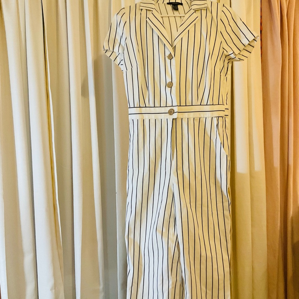 Striped White Jumpsuit